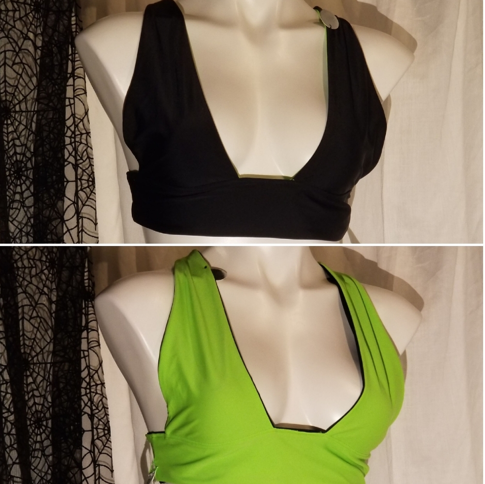 BNWT Reversible Swim Top Black/Neon Green XL